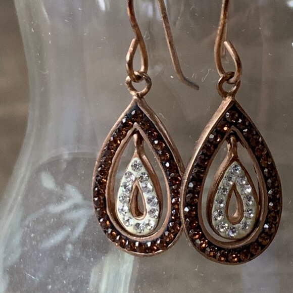 2 Pair Teardrop Earrings Faux Gems - Picture 2 of 7